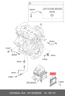 Блок управления, управление двигателем 391202B600 HYUNDAI KIA