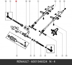Осевой шарнир, рулевая тяга 6001546524 RENAULT