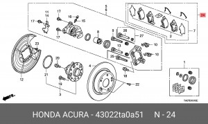 Колодки тормозные дисковые 43022-TA0-A51 HONDA