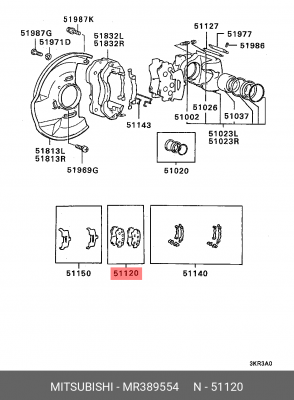 Колодки тормозные дисковые MR389554 MITSUBISHI