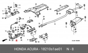 Выпускной трубопровод 18210S1AE01 HONDA