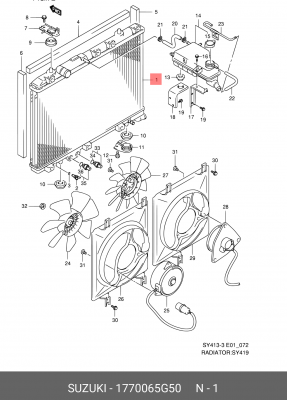 Радиатор, охлаждение двигател 17700-65G50 SUZUKI