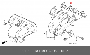 Прокладка, выпускной коллектор 18115P0A003 HONDA