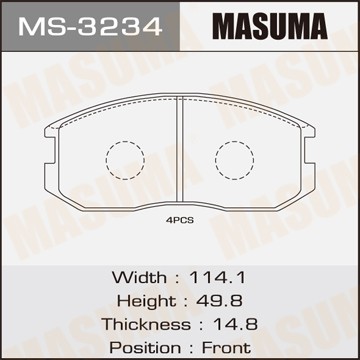 Колодки тормозные дисковые MS3234 MASUMA
