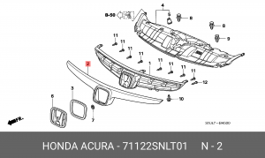 Молдинг решетки радиатора 71122SNLT01 HONDA