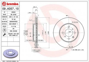 Тормозной диск 09.A357.10 BREMBO