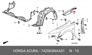 Накладка крыла 74206SNAA01 HONDA