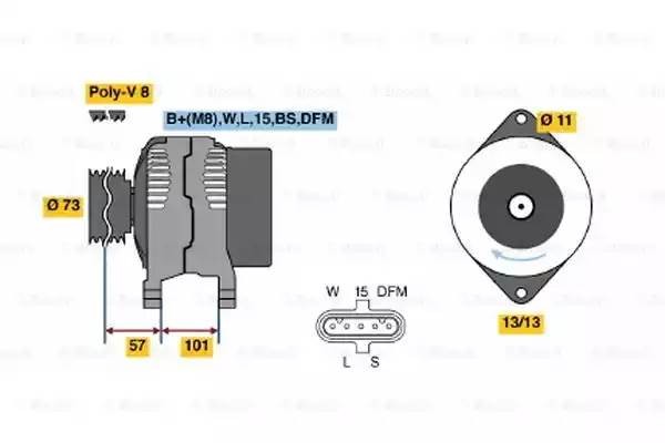 Генератор 0 124 555 036 BOSCH