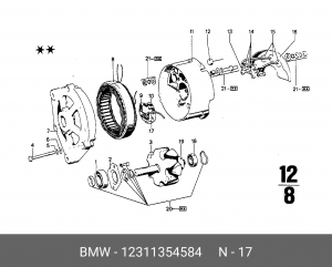 Кронштейн, угольная щетка 12 31 1 354 584 BMW