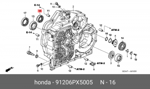 Уплотняющее кольцо, дифференциал 91206PX5005 HONDA