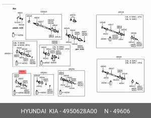 Комплект пылника, приводной вал 4950628A00 HYUNDAI KIA