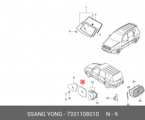 Стекло двери 7331108010 SSANG YONG