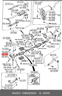 Прокладка, выпускной трубопровод E5B6-40-390A MAZDA