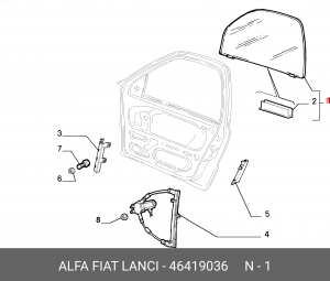 Стекло двери 46419036 ALFA FIAT LANCIA