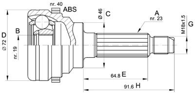 ШРУС DW-03A40 HDK