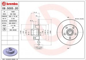 Тормозной диск 08.5005.20 BREMBO