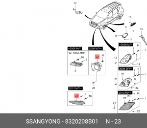 Фара противотуманная 8320208B01 SSANG YONG
