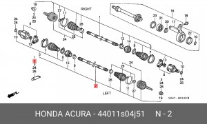 Шарнирный комплект, приводной вал 44011-S04-J51 HONDA