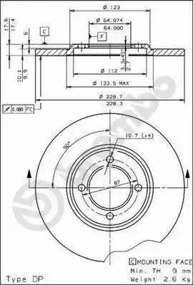 Тормозной диск 08226610 BREMBO