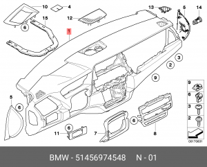Облицовка панели приборов 51 45 6 974 548 BMW