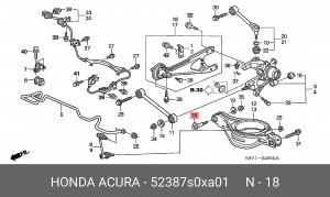 Болт регулировочный схода - развала 52387S0XA01 HONDA