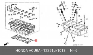 Прокладка, головка цилиндра 12251PK1013 HONDA