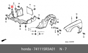 Изоляция моторного отделения 74111SR3A01 HONDA