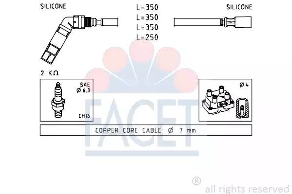 Ккомплект проводов зажигания 4.7232 FACET