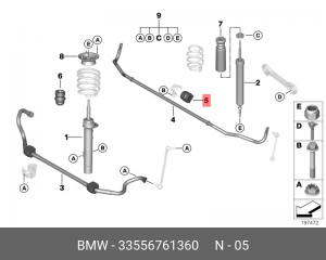 Подвеска, стабилизатор 33 55 6 761 360 BMW