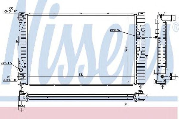 Радиатор, охлаждение двигател 60299A NISSENS