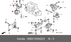 Подушка двигателя 50821S9A023 HONDA