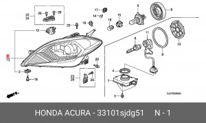 Фара головного света 33101SJDG51 HONDA