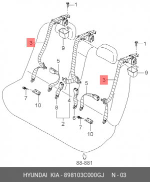 Ремень безопасности 898103C000GJ HYUNDAI KIA