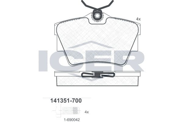 Комплект тормозных колодок, диско 141351-700 ICER