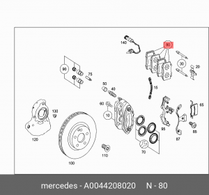 Колодки тормозные дисковые A0044208020 MERCEDES BENZ