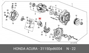 Регулятор генератора 31150PD6004 HONDA