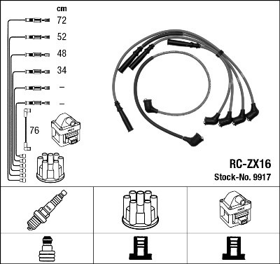 Ккомплект проводов зажигания RCZX16 NGK NTK