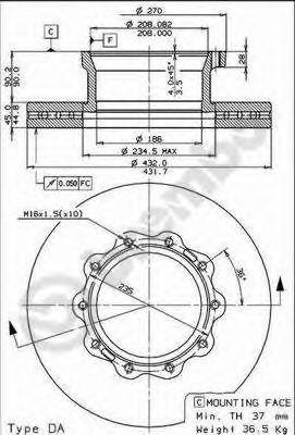 Тормозной диск 09738120 BREMBO