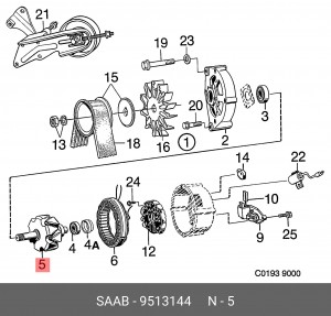 Ротор, генератор 9513144 SAAB