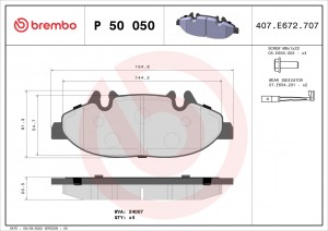 Комплект тормозных колодок, диско P50050 BREMBO