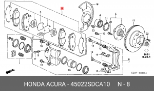 Комплект тормозных колодок, диско 45022SDCA10 HONDA