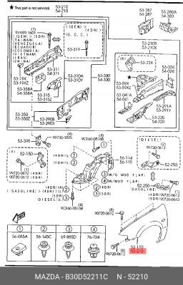 Крыло переднее B30D52211C MAZDA