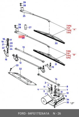 Рычаг стеклоочистителя, система очистки окон 84FG-17526-A1A FORD