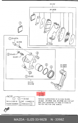 Тормозной суппорт GJZE3398ZB MAZDA