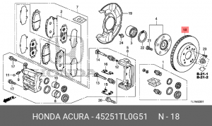 Диск тормозной 45251-TL0-G51 HONDA