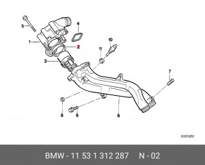 Прокладка, термостат 11 53 1 312 287 BMW