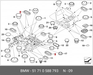 Заглушка деталей кузова 51 71 0 588 793 BMW