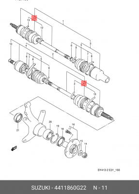 Комплект пылника, приводной вал 44118-60G22 SUZUKI