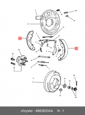 Комплект тормозных колодок 4883833AA CHRYSLER