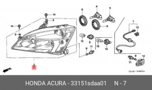 Фара головного света 33151SDAA01 HONDA